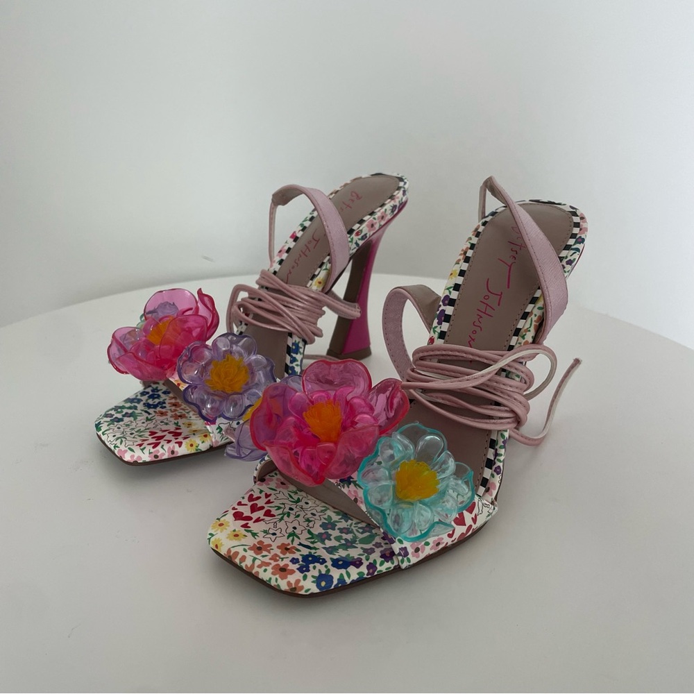 Betsey johnson floral lace up heels